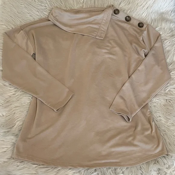 Tan | Cowl Neck Top - Picture 2 of 11